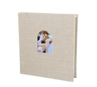 Album photo avec fenêtre arquée avec 40 poches, pages en carton épais, espace d'écriture, coque en lin, compatible instantanément, appareil photo, album photo en lin avec espace d'écriture