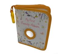 Album photo conçu pour les bébés avec miroir de sécurité extérieur en tissu doux sur la dernière page et capacité pour 17 photos 10,2 x 15,2 cm pour enregistrement des jalons (jaune)