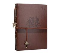 Album Photo Cuir, AIOR Traditionnel Album Scrapbooking Mariage Adhesif Pages Noire Cuir Vintage, Cadeau Original Fete des Meres Maitresse D'école Femme Noel Nouvel an Valentin Anniversaire, Bicyclette