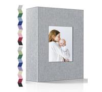 Album photo de 10 x 15 à 100 photos avec 100 pochettes verticales, couverture en lin pour photos de famille, anniversaire de mariage, vacances de bébé