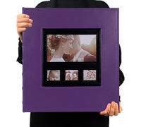 Album Photo De 10 X 15 Cm Avec Cadre En Cuir, Pages Noires, Photos Horizontales Et Verticales De Grande Capacité, Cadeau D'anniversaire (Violet).[G371]