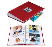 Album photo de 10 x 15 cm, peut contenir 402 photos avec pochettes mémo, couverture en lin avec espace d'écriture pour mariage, famille, bébé, vacances, fête des mères, rouge