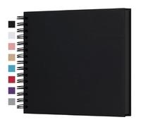 Album photo de 20,3 x 20,3 cm à couverture rigide en papier kraft vierge pour mariage et anniversaire de mariage (noir, 20,3 cm)