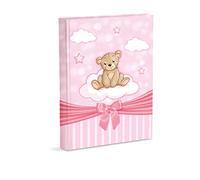 Album photo de naissance avec agenda 23 x 30 cm 56 pages vierges et 4 pages personnalisables en carton épais et résistant entrecoupées de parchemin, ours en peluche rose