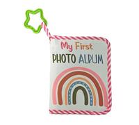 Album photo de première année en tissu Oxford doux pour bébé - Peut contenir des images de 10 x 15 cm - Souvenirs portables arc-en-ciel pour livre sensoriel doux