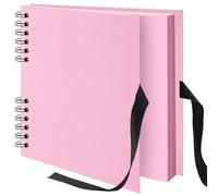 Album photo de scrapbooking de 20,3 x 20,3 cm, 40 pages, papier kraft épais avec ruban de soie, livre d'or de mariage, livre de souvenirs pour bébé, famille, voyage (rose)