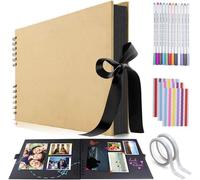 Album photo de scrapbooking fait à la main - 80 pages A4 en papier kraft - 32 x 21,1 cm - Pour famille, mariage, enregistrement de souvenirs - Cadeau de bébé (marron)