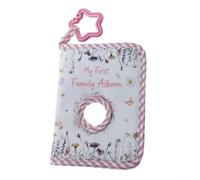 Album photo doux pour bébé avec miroir de sécurité, peut contenir 17 photos de 10 x 15 cm, tissu indéchirable pour crèche, berceau, poussette, première page personnalisable (rose)