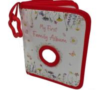 Album photo doux pour bébé, tissu indéchirable - Peut contenir 17 photos de 10 x 15 cm avec miroir de sécurité intégré et première page personnalisable pour chambre d'enfant ou poussette (rouge)