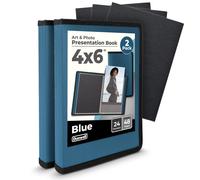 Album photo Dunwell petit format 4x6 avec papier de montage noir (paquet de 2 bleu) Livre de pr sentation de portfolio photo et d'art 4 x 6 Chaqu