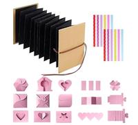 Album photo en accordéon en papier, album de scrapbooking, album de voyage, carnet de notes de style accordéon, extensible et pliable avec 2 feuilles d'autocollants d'angle, 17 origami DIY (18 x 12