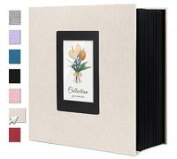 Album photo en lin de 10 x 15 cm, grande capacité, 1 000 pochettes avec couverture en tissu, livres, albums de mariage, école, anniversaire de famille, souvenirs de bébé, fiançailles, voyage (beige,