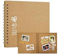 Album photo en papier kraft, album scrapbooking DIY, album photo à spirale fait main, couverture rigide en papier kraft, 17,78 x 17,78 cm, 20 feuilles, 40 pages