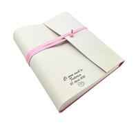 Album photo fait main TriVin Art, en simili cuir bicolore, personnalisable avec 3 lignes + symbole, classique avec papier de soie Cadeau d'anniversaire Mariage (Crème-Rose/Personnalisé)