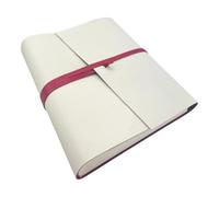 Album photo fait main TriVin Art, en simili cuir bicolore, personnalisable avec 3 lignes + symbole, classique avec papier de soie Cadeau d'anniversaire Mariage (Crème-Rouge/Sans gravure)