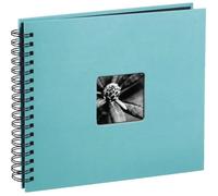 Album photo HAMA traditionnel FINE ART SPIRAL - 50 pages noires + feuillets cristal - 300 photos - Couverture Bleue Turquoise 36x32cm + fenêtre
