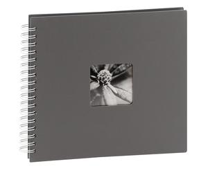 Album photo HAMA traditionnel FINE ART SPIRAL - 50 pages blanches + feuillets cristal - 100 photos - Couverture Grise 28x24cm + fenêtre