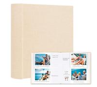 Album photo horizontal 120 photos avec zones mémo pour appareil photo Fujifilm Instax Wide 300, couverture en lin, livre photo pour Polaroid Now +/I type/600, appareil photo instantané POP Lab (Beige)