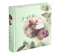 Hama Album photo Livre "Relax" avec Mémo (Album souvenirs vacances, anniversaire, 22x22.5 cm, 100 pages avec pochettes pour 200 photos 10x15 cm, Zone Mémo et pochette carte SD) Vert/Just Be