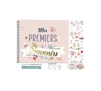 Album photo - Naissance - Bébé - Fille - Rose - 40 pages - Inclus stickers + rubans