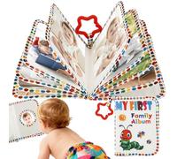 Album photo pour bébé avec couverture en tissu doux et miroir sans danger pour les enfants. Mon premier album de famille peut contenir 17 photos au format 16,5 x 11,2 cm pour nouveau-né (vert)