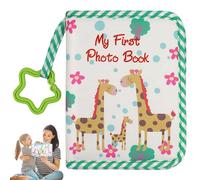 Album photo pour bébé Motif girafe avec clip en forme d'étoile 5, 5 x 7 pouces Album photo en tissu doux pour des moments mémorables