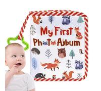 Album photo pour tout-petit, couverture à motif animal, livre photo en tissu doux avec couverture d'animal de dessin animé, album souvenir de première année pour chambre d'enfant et rangement de