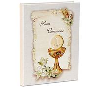 Album Photo, première Communion, 23 x 30 cm, 56 Pages Blanches et 4 Pages Personnalisables, en Carton épais et résistant, entrecoupées de Pergamino