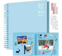 Album Photo Scrapbooking 30x30cm,Fait À La Main Album Spirale 80 Pages,Livre D'or Pour Voyage Mariage,Cadeaux De Noël Anniversaire Cadeaux De Saint-Valentin (Bleu)