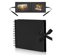 Album Photo Scrapbooking DIY, Album Photo de 30 Pages Noires en Papier, Album en Kraft avec Spirale, 21.5 * 15 cm, DIY Album Livre Photo Livre Vierge, pour Cadeaux Voyage Mariage Anniversaire (noir)
