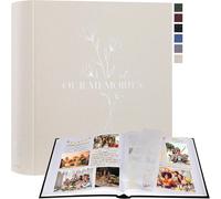 Album Photo Scrapbooking,OUR MEMORIES Grand Lin DIY Album 160 Pages Blanches Avec Séparateurs de Cellophane,Pour Photos 9x13 10x15 13x18cm (Beige,30x33,5cm)