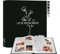 Album Photo Scrapbooking,OUR MEMORIES Grand Lin DIY Album 160 Pages Blanches Avec Séparateurs de Cellophane,Pour Photos 9x13 10x15 13x18cm (Noir,30x33,5cm)