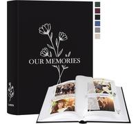 Album Photo Scrapbooking,OUR MEMORIES Petit Lin DIY Album 100 Pages Blanches Avec Séparateurs de Cellophane,Pour Photos 9x13 10x15 13x18cm (Noir,19x27 cm)
