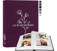 Album Photo Scrapbooking,OUR MEMORIES Petit Lin DIY Album 100 Pages Blanches Avec Séparateurs de Cellophane,Pour Photos 9x13 10x15 13x18cm (Violet,19x27 cm)