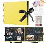 Album Photo Scrapbooking Personnalisable,80 Pages Scrapbooking Livre Kit Avec 12 Stylos Métalliques,Pour Bébé Enfant,Photo Scrapbook Pour Mariage,Voyage,Anniversaire,Jaune Doré