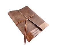 Album photo TriVin Art fabriqué à la main en Italie, en simili cuir fin avec dentelle et insert en CUIR VRAI personnalisable avec gravure. Idéal pour tout événement. (Châtaigne/rombo Cuir)
