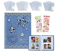Album Photos, 23.5 * 17.8cm Kpop Scrapbook, DIY Scrapbooking Set, Peut Contenir 150 Photos, Matériau en Grain de Denim, Cadeaux pour Mariage Voyage Festival L'obtention du Diplôme (B)