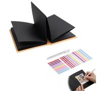 Album Scrapbooking Accordéon avec Pages Noires 18x12cm - Carnet Photo DIY Kit Complet avec 1 Stylo Blanc et 3 Planches d'Autocollants d'Angle - Livre Scrapbooking, Cadeau Anniversaire Mariage Voyage