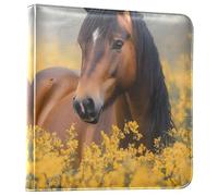 Albums photo autocollants pour photos de 10 x 15 cm, 12 x 17 cm, 5 x 7 cm, 15 x 20 cm, album photo pour famille, remise de diplôme, mariage, cheval marron, fleurs jaunes