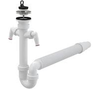 Alcadrain Bouchon anti-odeurs avec une grille en acier inoxydable DN 70, deux raccords d'appareils et sortie flexible