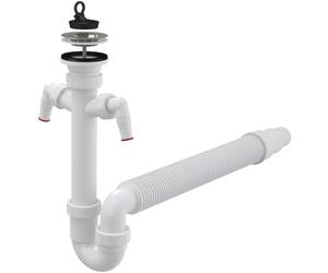 Alcadrain Bouchon anti-odeurs avec une grille en acier inoxydable DN 70, deux raccords d'appareils et sortie flexible