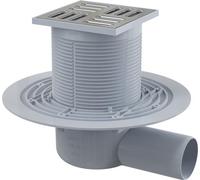 AlcaDrain siphon de sol 105×105/50 mm avec une sortie horizontale, grille en acier inoxydable, siphon combiné SMART