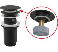 alcadrain Vanne de vidange pour lavabo CLICK/CLACK 5/4" entièrement métallique avec trop-plein, grand bouchon Noir mat