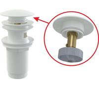 alcadrain Vanne de vidange pour lavabos CLICK/CLACK 5/4" entièrement métallique avec trop-plein, grand bouchon Blanc