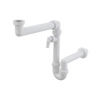 AlcaPlast A872P Siphon d'évier à économie d'espace 1,5" x Ø 40 mm avec raccord pour lave-vaisselle et machine à laver