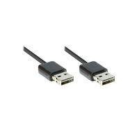 Alcasa 2212-EU020 Câble USB 2.0 A-A 2m Noir - Débit 480 Mbit/s, AWG 28, Diamètre 4.5mm, Connecteurs Mâle/Mâle, Facteur de forme droit