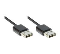 Alcasa 2212-EU030 Câble USB 2.0 A-A Mâle/Mâle 3m Noir - AWG 28, Diamètre 4.5mm