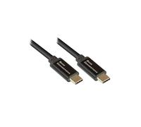 Alcasa 2213-SF010S : Câble USB 2.0 Type C Mâle vers Type C Mâle, 1m, Noir, Contacts Or, Power Delivery 100W (5A/20V), AWG 32/22