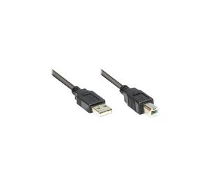 Alcasa 2510-025OFS - Câble USB 2.0 0.25m, connecteurs USB A (Mâle) vers USB B (Mâle), noir, connecteurs droits