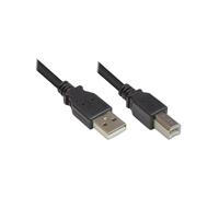 Alcasa 2510-05OFS : Câble USB 2.0, 0.5m, USB-A vers USB-B, Mâle/Mâle, Noir, 480 Mbit/s, contacts cuivre, AWG28, blindage aluminium mylar